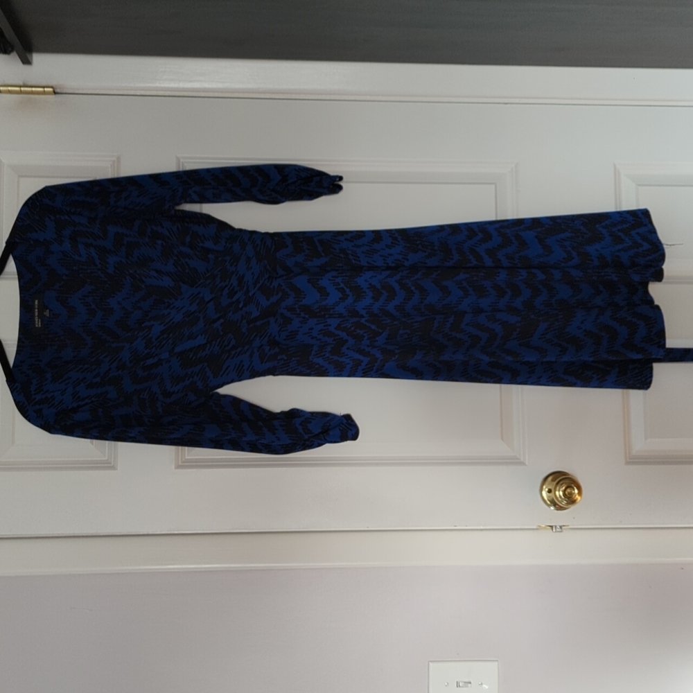 Blue and Black faux wrap dress
